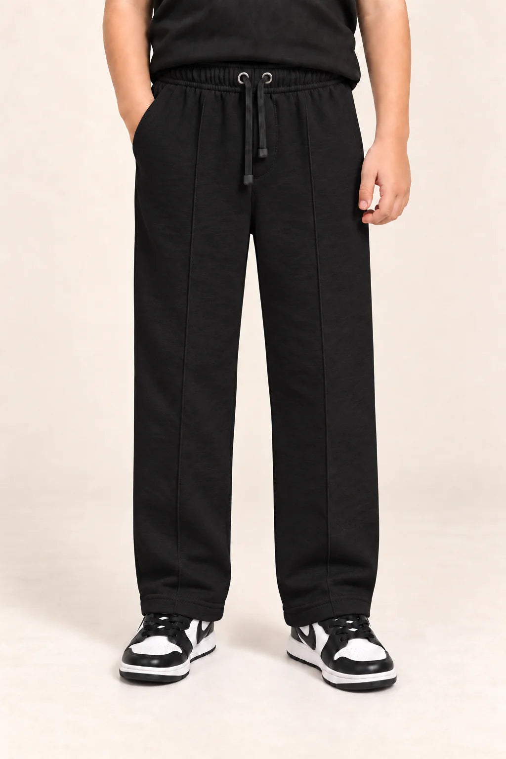Kids Straight-Fit Terry Trousers – Black