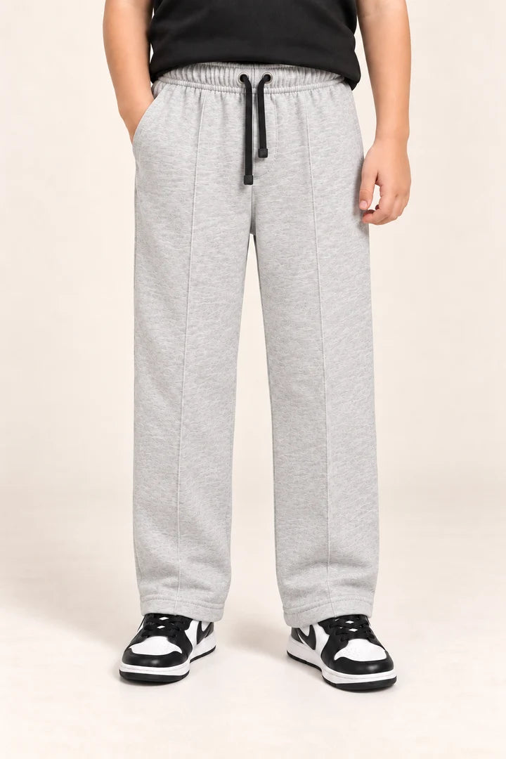 Kids Straight-Fit Terry Trousers – Grey