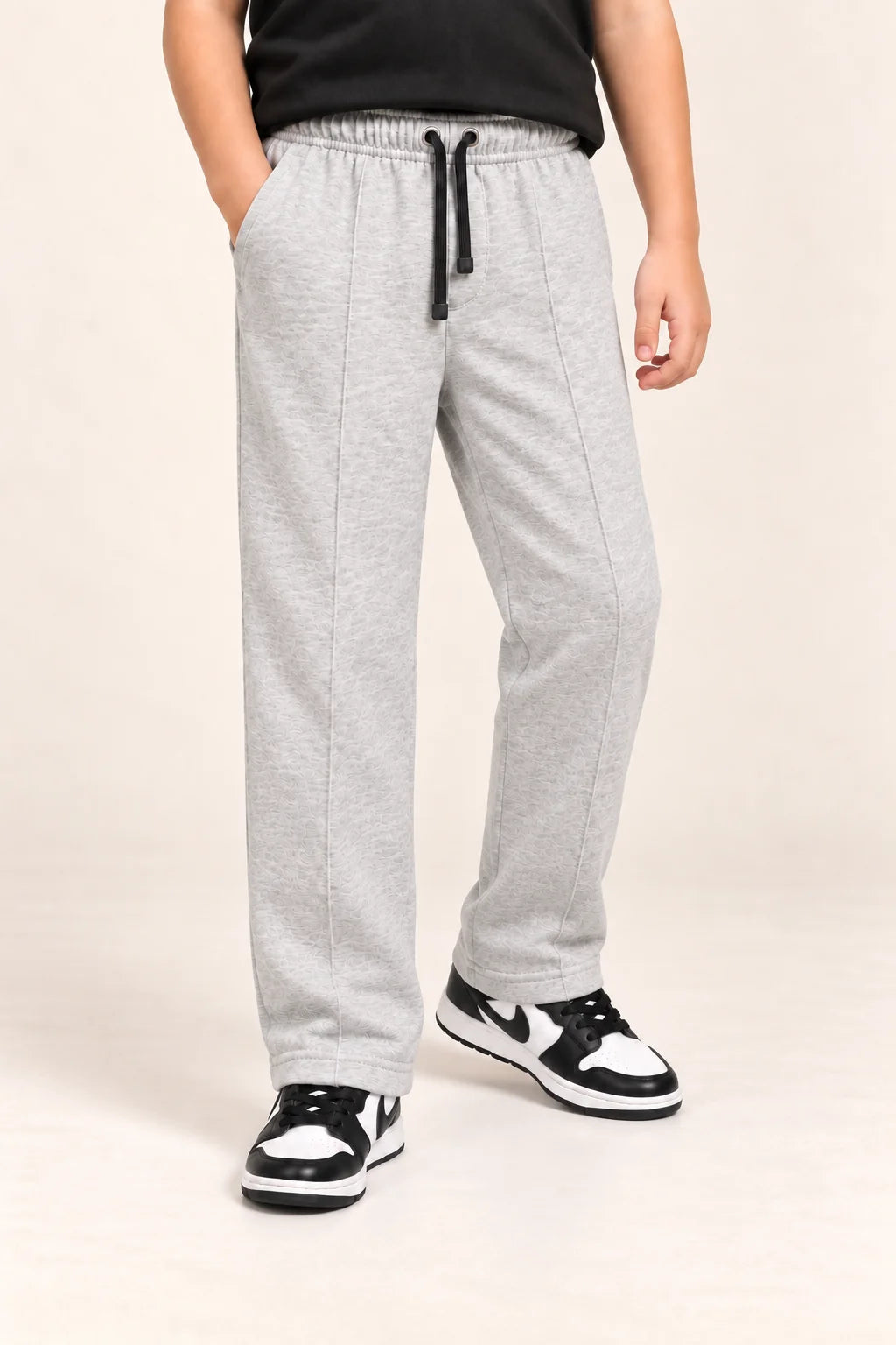 Kids Straight-Fit Terry Trousers – Grey