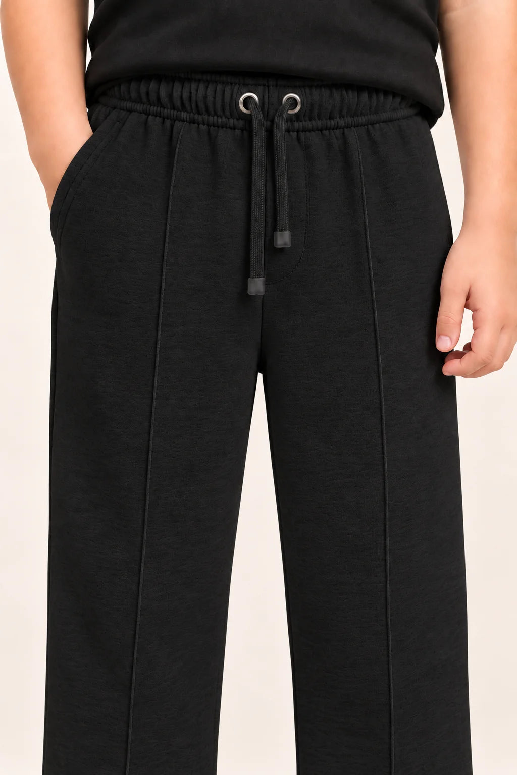 Kids Straight-Fit Terry Trousers – Black