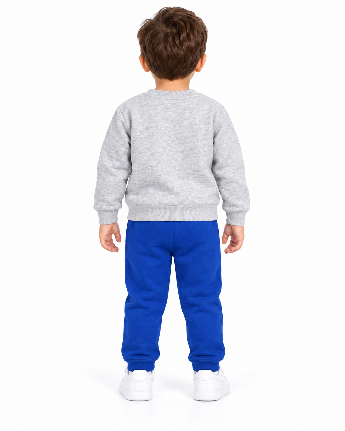 Kids Street Racing Fleece Tracksuit – Grey Sweatshirt & Blue Trouser