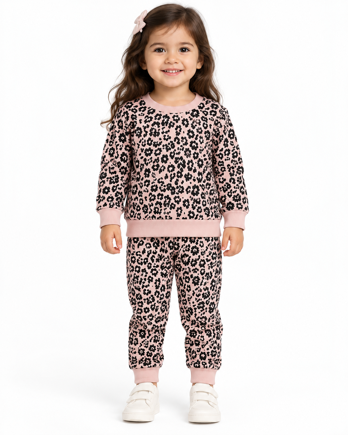Girls Pink Floral Print 2-Piece Winter Suit