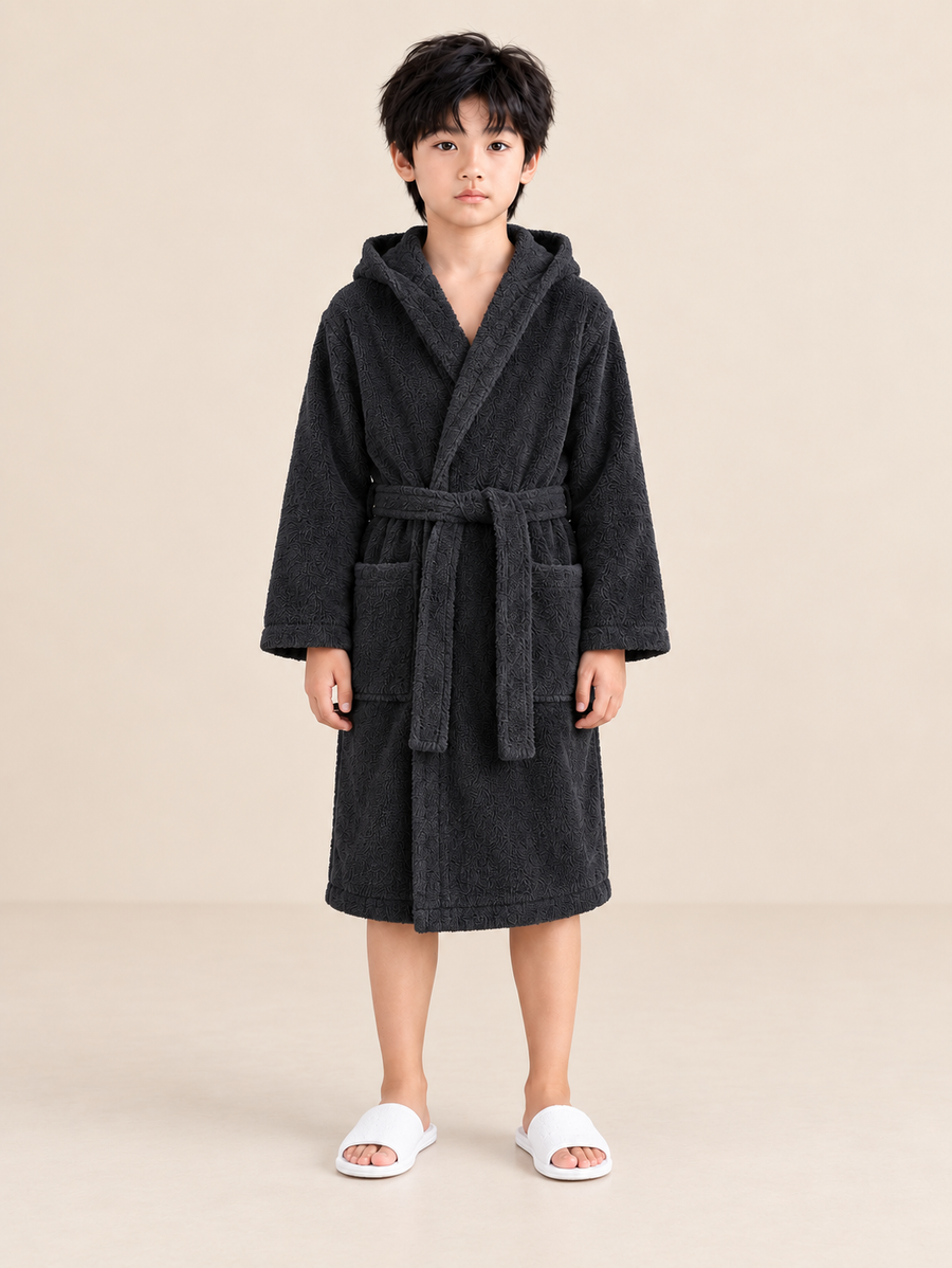 Kids Hooded Terry Towel Bathrobe with Belt & Pockets – 8 Colours