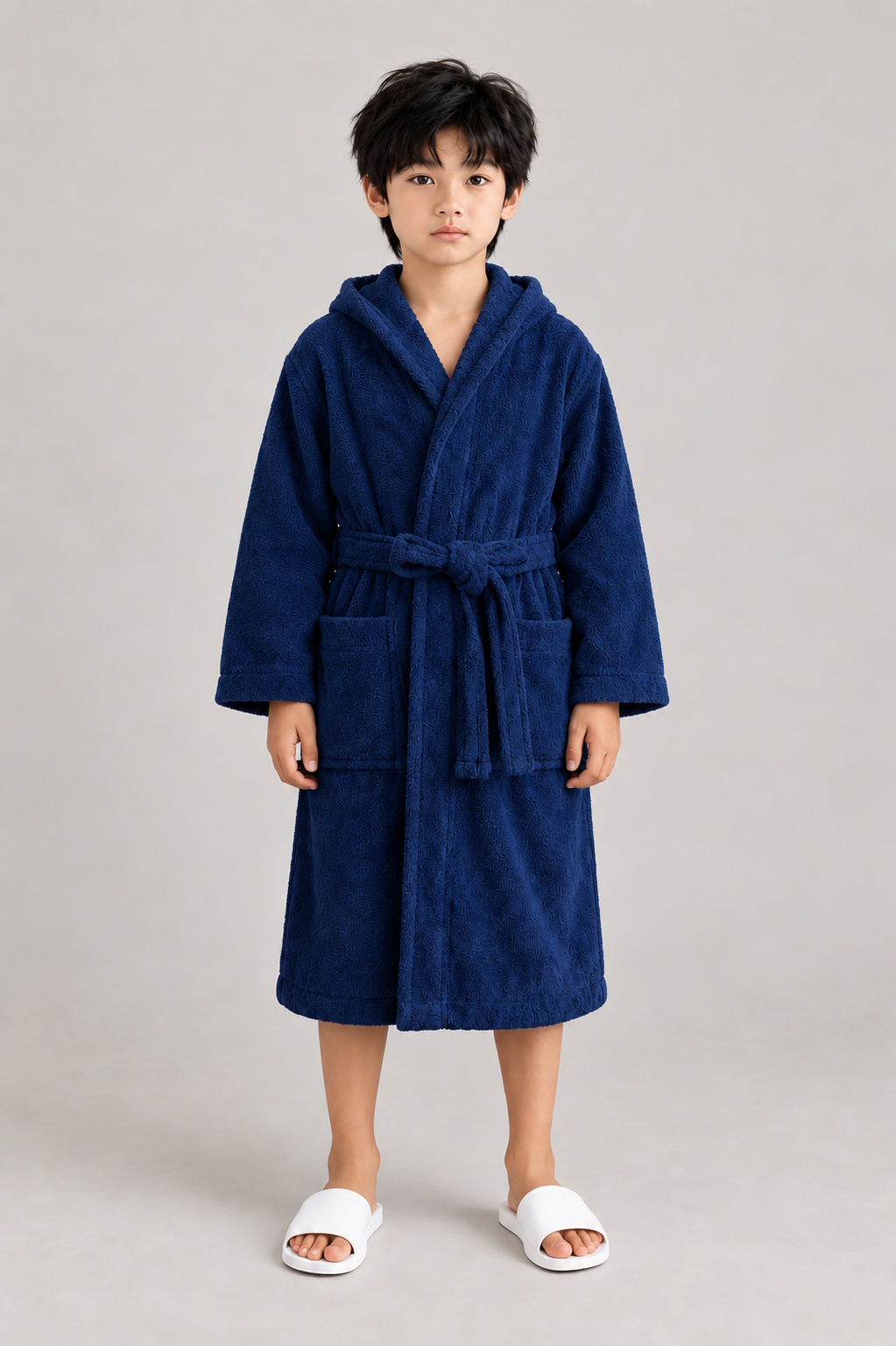 Kids Hooded Terry Towel Bathrobe with Belt & Pockets – 8 Colours