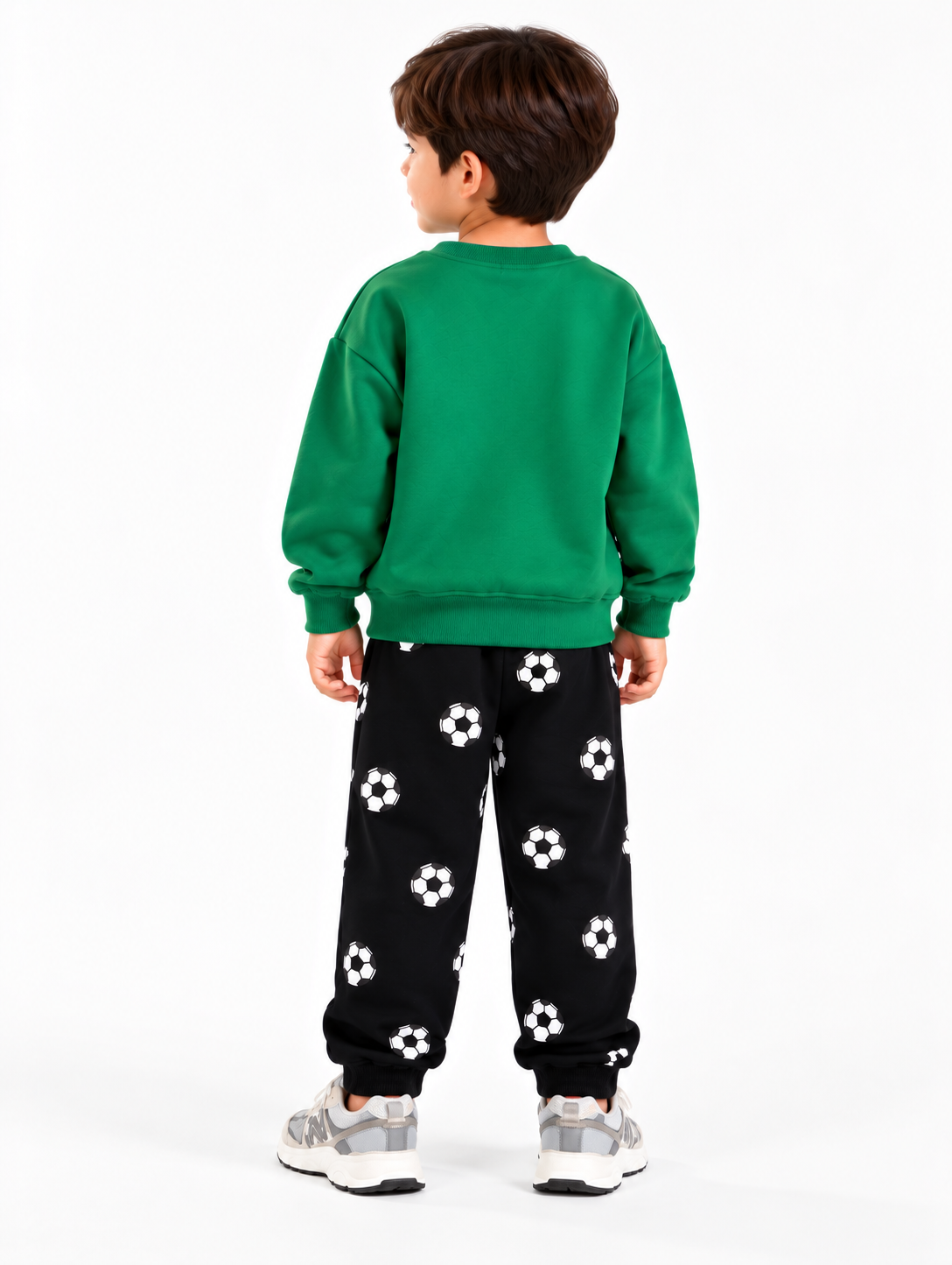 Kids BRO Football Printed Sweatshirt & Jogger Set – Green & Black