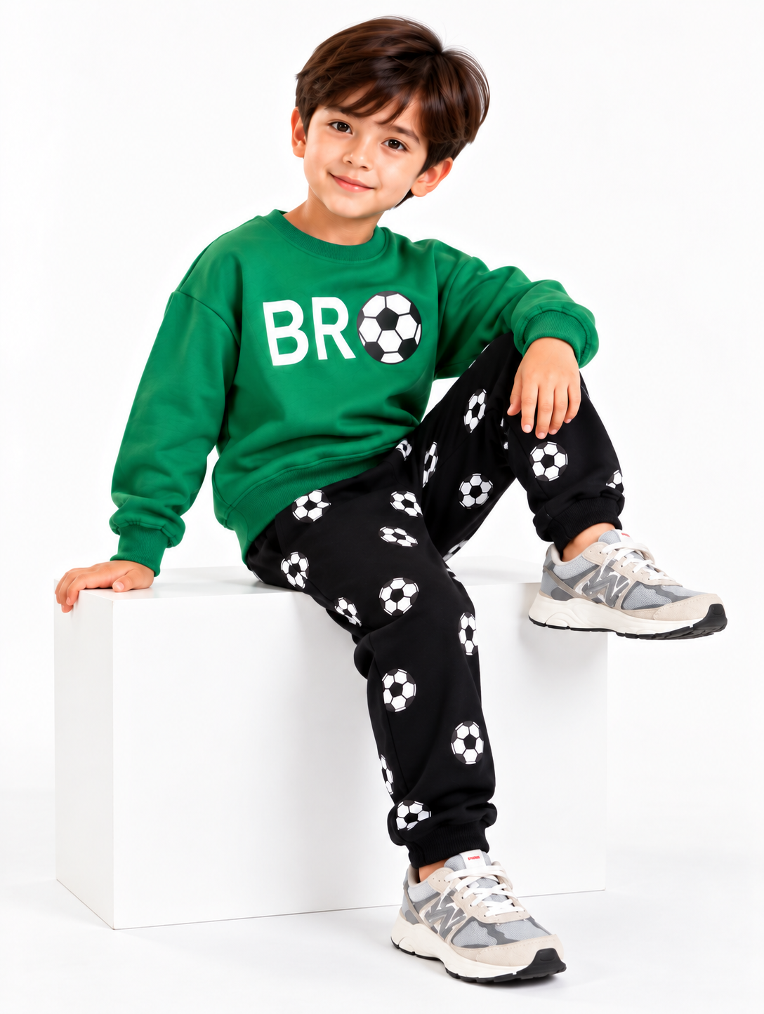 Kids BRO Football Co-Ord Set – Pack of 2 | Blue & Green