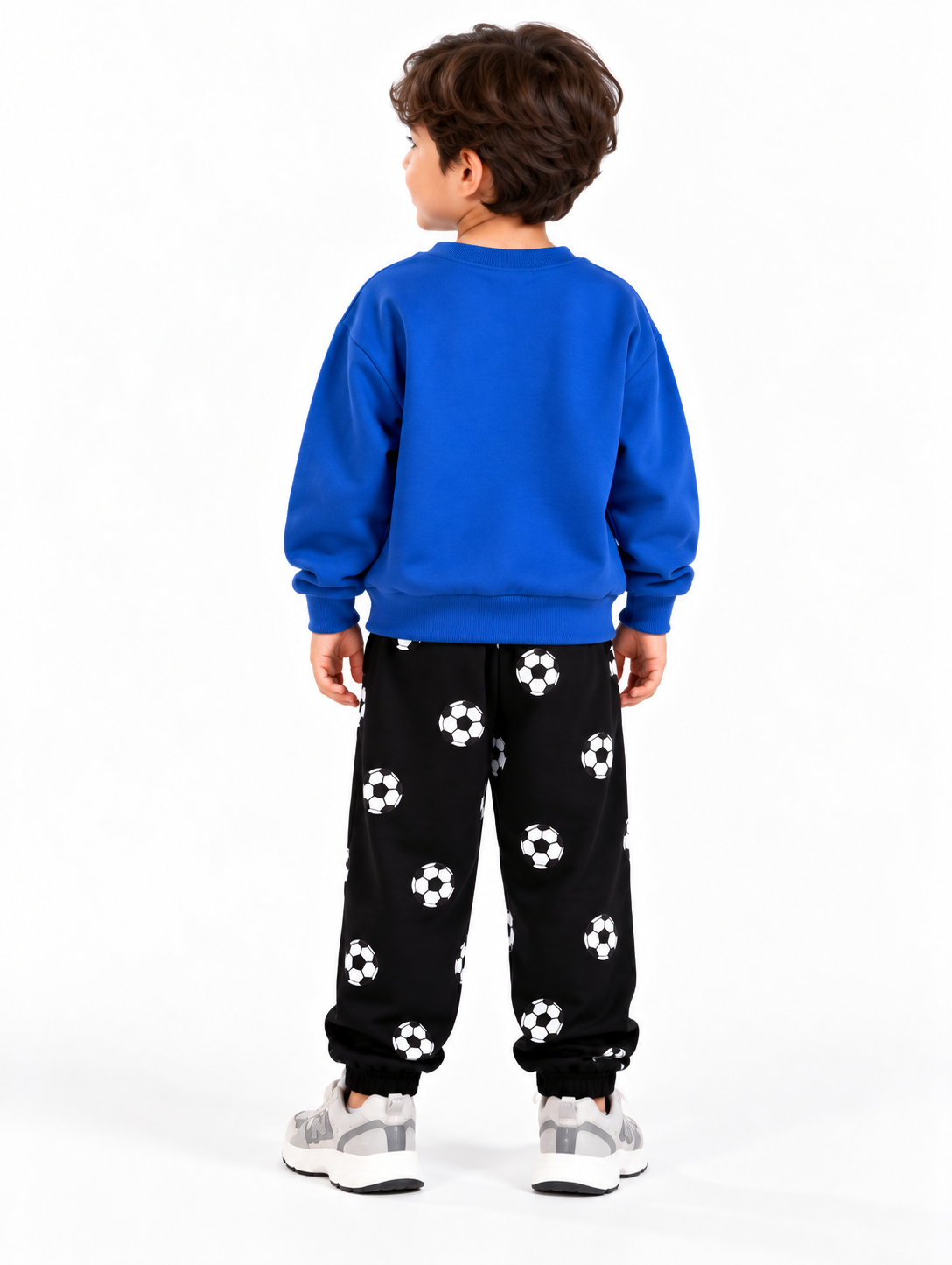 Kids BRO Football Printed Sweatshirt & Jogger Set – Royal Blue & Black