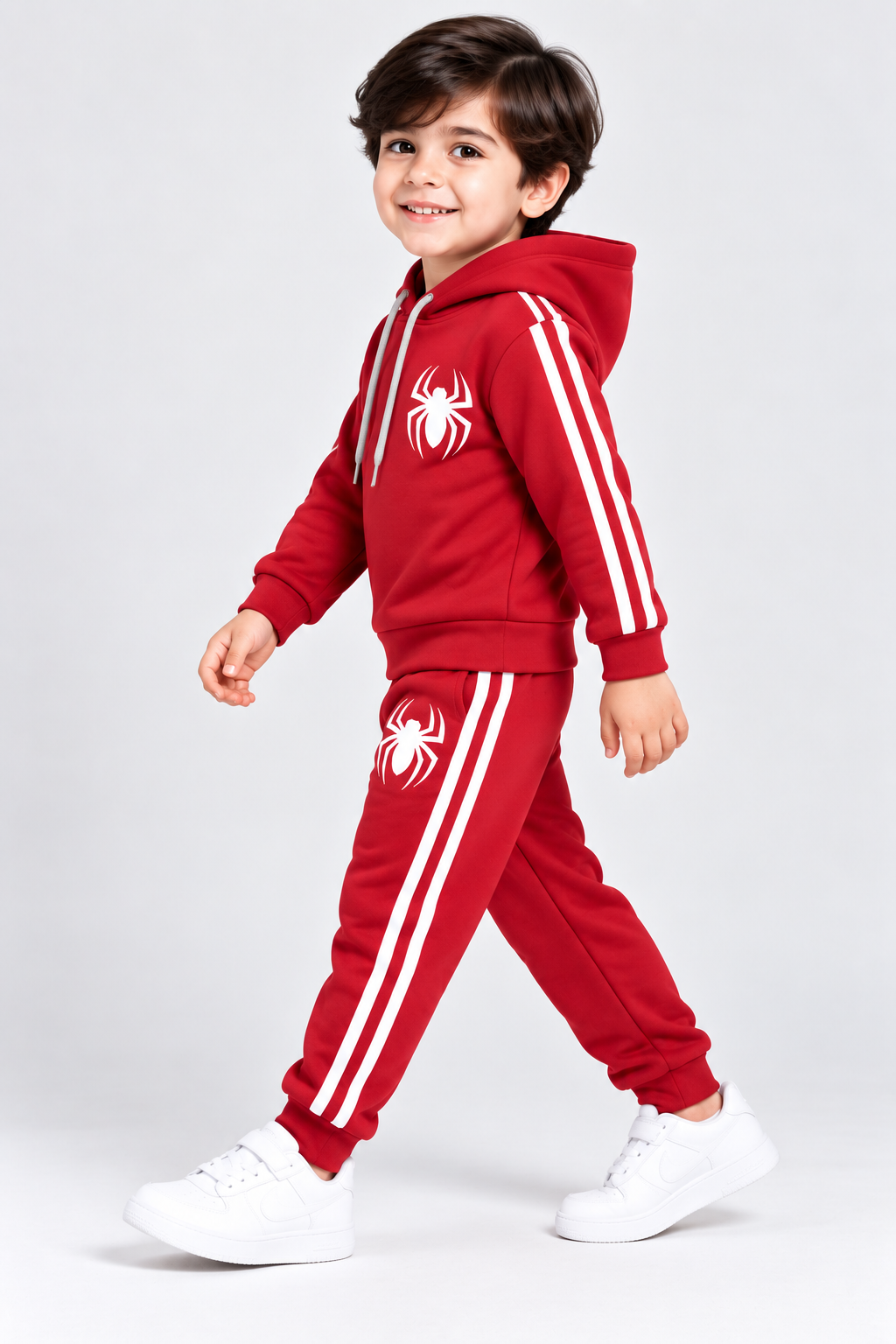 Kids Red Spider Hooded Tracksuit – 2 Piece Fleece Co-Ord Set