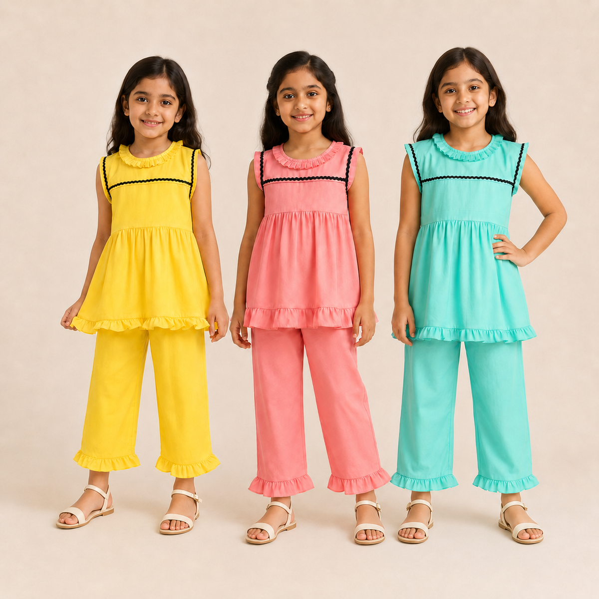 Girls Ruffle Trim Co-Ord Set