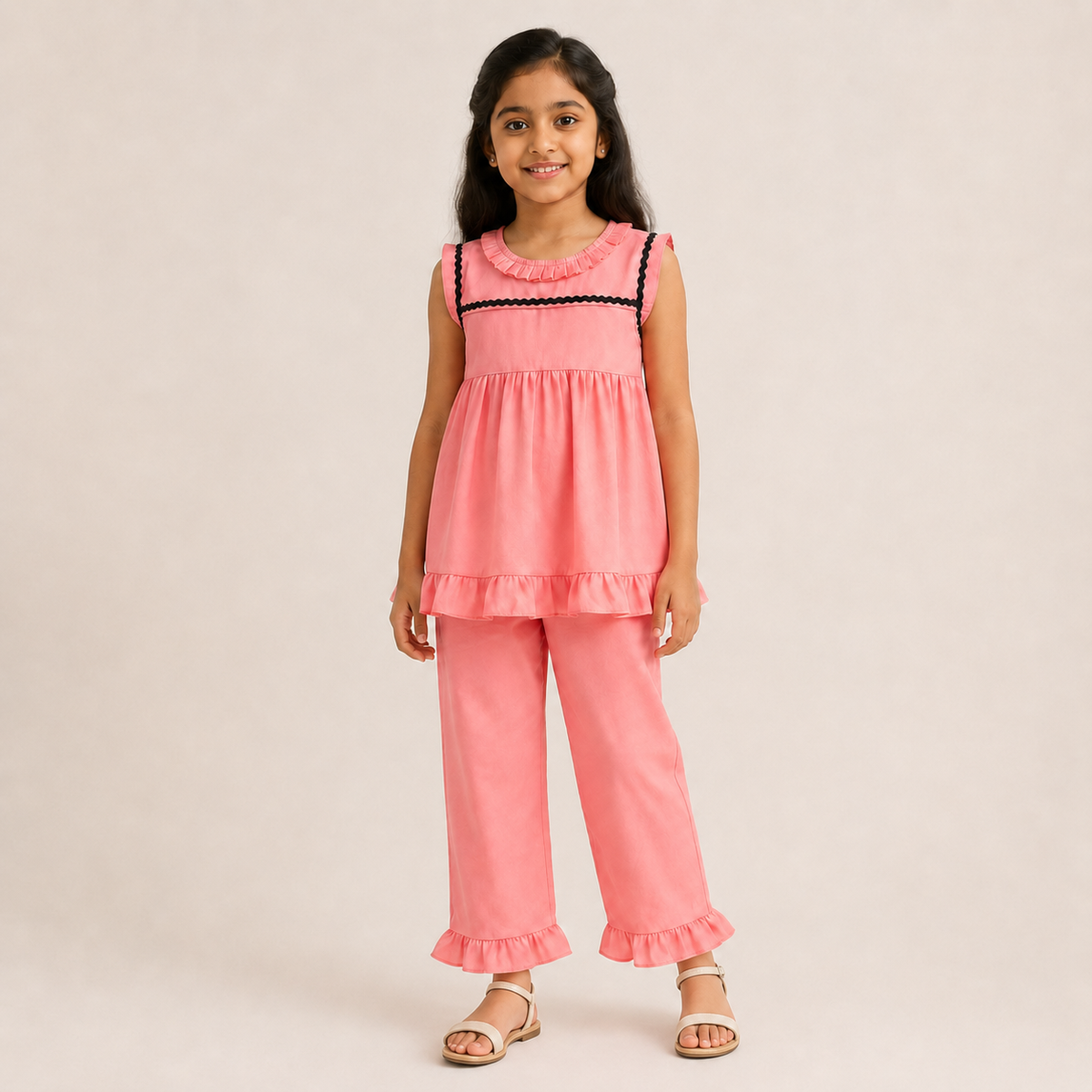 Girls Ruffle Trim Co-Ord Set