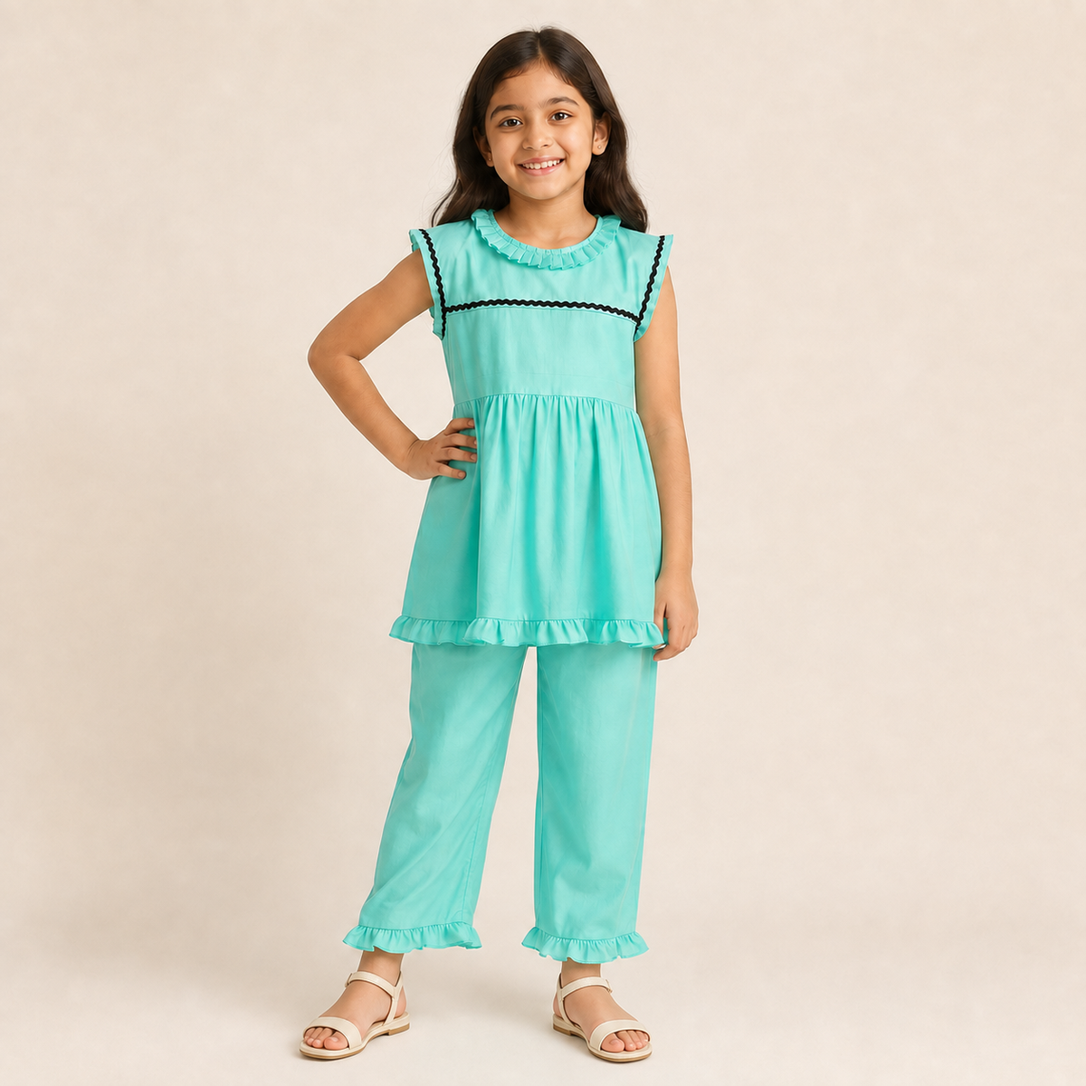 Girls Ruffle Trim Co-Ord Set