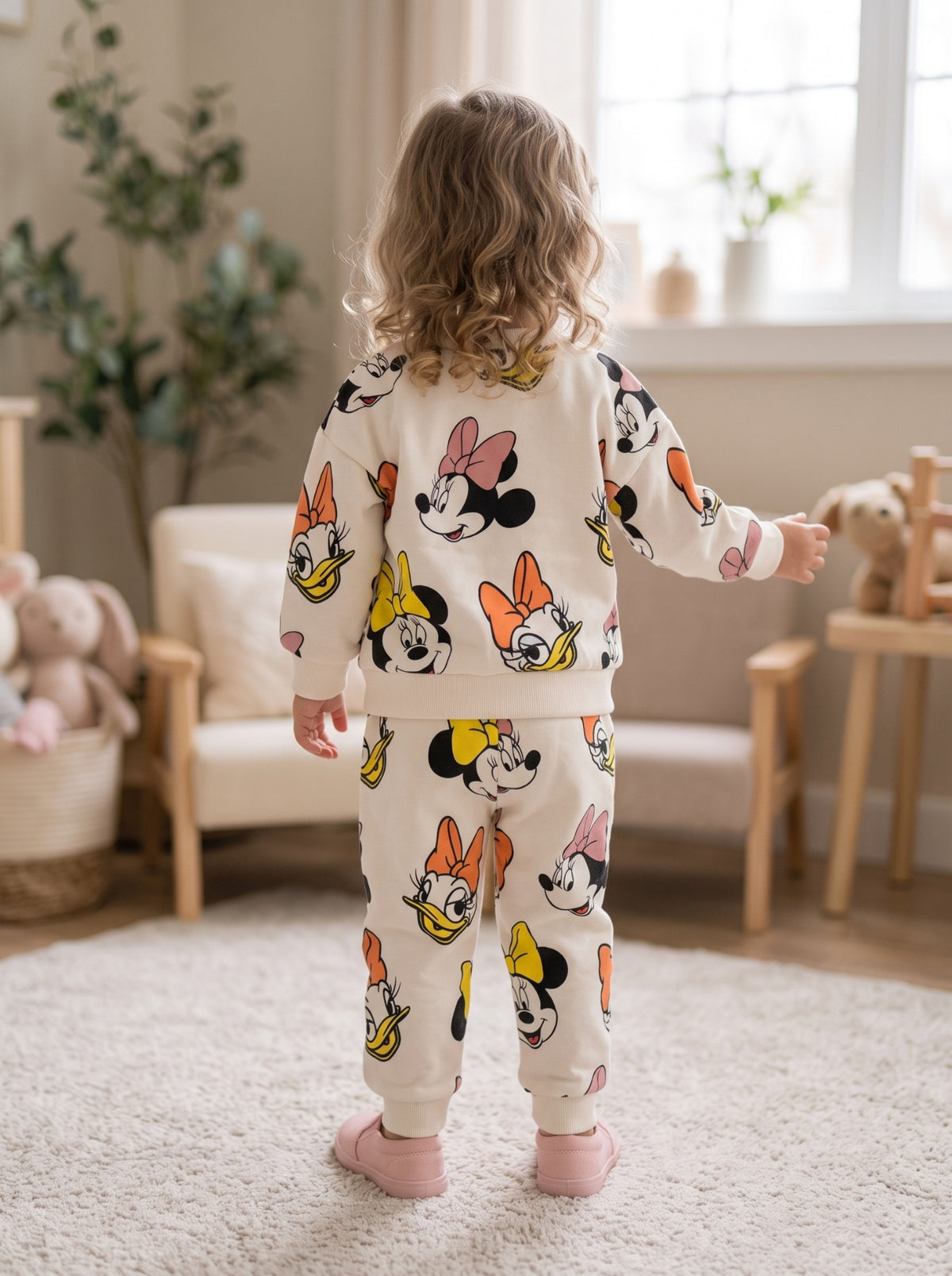 Girls cartoon character printed 2-piece tracksuit back view